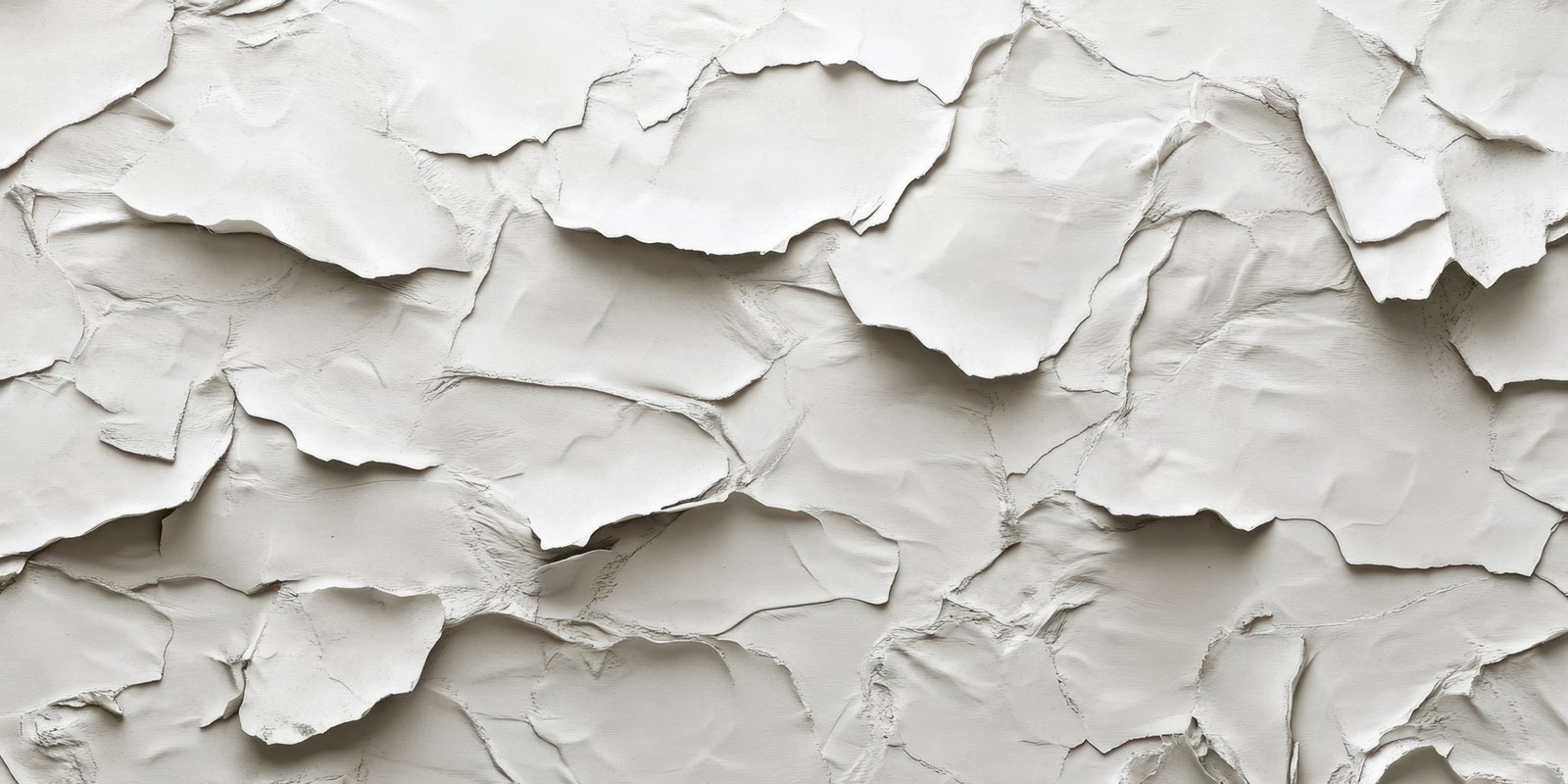 Crumpled white paper texture with uneven surface creating a layered effect